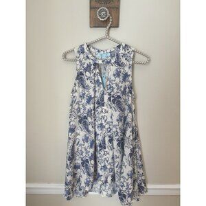 NWT She+Sky Womens Size Small Blue Floral Sleeveless Blouse Tunic